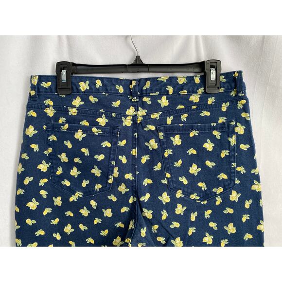 Charter Club Navy Blue Stretch Denim with Lemons Bristol Capri / Crop - Picture 4 of 6
